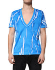 Dolce & Gabbana Blue Cotton V-neck Short Sleeves T-shirt
