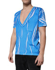 Dolce & Gabbana Blue Cotton V-neck Short Sleeves T-shirt