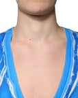 Dolce & Gabbana Blue Cotton V-neck Short Sleeves T-shirt