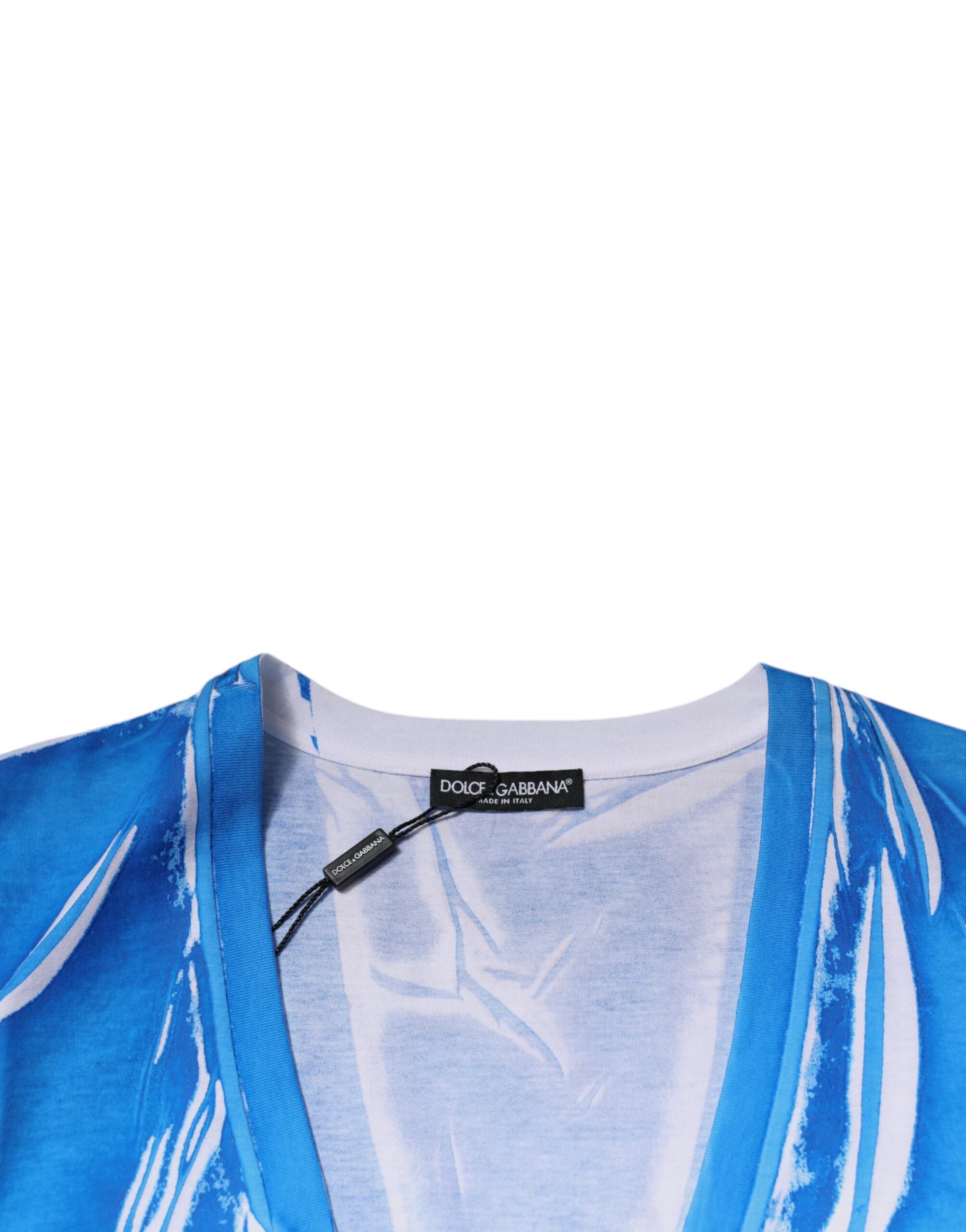 Dolce &amp; Gabbana Blue Cotton V-neck Short Sleeves T-shirt