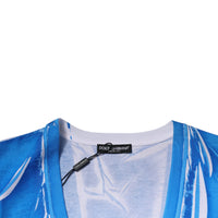 Dolce & Gabbana Blue Cotton V-neck Short Sleeves T-shirt