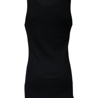 Dolce & Gabbana Black Cotton Sleeveless Round Neck Tank T-shirt