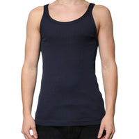 Dolce & Gabbana Blue Cotton Sleeveless Round Neck Tank T-shirt