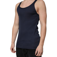 Dolce & Gabbana Blue Cotton Sleeveless Round Neck Tank T-shirt