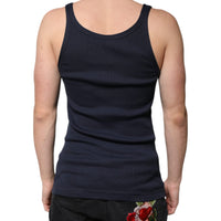 Dolce & Gabbana Blue Cotton Sleeveless Round Neck Tank T-shirt