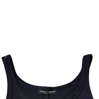 Dolce & Gabbana Blue Cotton Sleeveless Round Neck Tank T-shirt