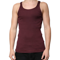 Dolce & Gabbana Maroon Cotton Sleeveless Round Neck Tank T-shirt