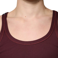 Dolce & Gabbana Maroon Cotton Sleeveless Round Neck Tank T-shirt