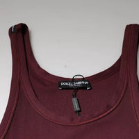 Dolce & Gabbana Maroon Cotton Sleeveless Round Neck Tank T-shirt