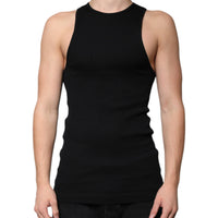 Dolce & Gabbana Black Cotton Sleeveless Round Neck Tank T-shirt