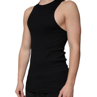 Dolce & Gabbana Black Cotton Sleeveless Round Neck Tank T-shirt