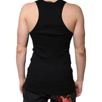 Dolce & Gabbana Black Cotton Sleeveless Round Neck Tank T-shirt