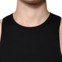 Dolce & Gabbana Black Cotton Sleeveless Round Neck Tank T-shirt