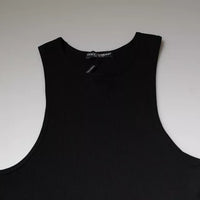 Dolce & Gabbana Black Cotton Sleeveless Round Neck Tank T-shirt