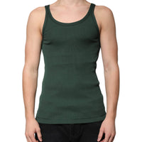 Dolce & Gabbana Green Cotton Sleeveless Round Neck Tank T-shirt