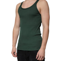 Dolce & Gabbana Green Cotton Sleeveless Round Neck Tank T-shirt