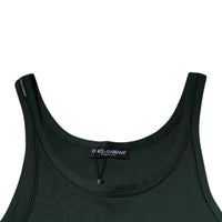 Dolce & Gabbana Green Cotton Sleeveless Round Neck Tank T-shirt