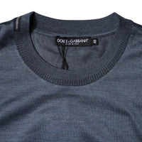 Dolce & Gabbana Blue Silk Crew Neck Short Sleeves T-shirt