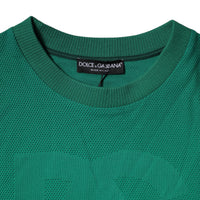 Dolce & Gabbana Green Logo Nylon Crew Neck Pullover Sweater