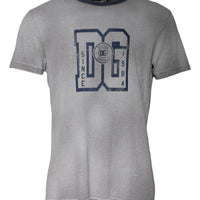 Dolce & Gabbana Gray Logo Print Cotton Crew Neck T-shirt