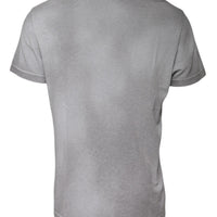 Dolce & Gabbana Gray Logo Print Cotton Crew Neck T-shirt