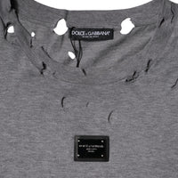 Dolce & Gabbana Gray Logo Crew Neck Short Sleeves T-shirt