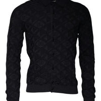 Dolce & Gabbana Black Silk Crew Neck Men Cardigan Sweater