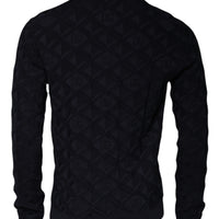 Dolce & Gabbana Black Silk Crew Neck Men Cardigan Sweater