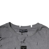 Dolce & Gabbana Gray Cotton Logo Crew Neck Pullover Sweater