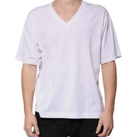 Dolce & Gabbana White Cotton V-neck Short Sleeves T-shirt