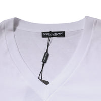 Dolce & Gabbana White Cotton V-neck Short Sleeves T-shirt