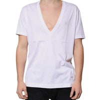 Dolce & Gabbana White Cotton V-neck Short Sleeves T-shirt