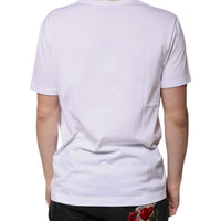 Dolce & Gabbana White Cotton V-neck Short Sleeves T-shirt