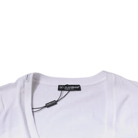 Dolce & Gabbana White Cotton V-neck Short Sleeves T-shirt