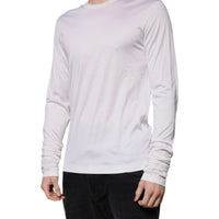 Dolce & Gabbana White Silk Crew Neck Men Pullover Sweater