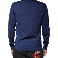 Dolce & Gabbana Navy Blue Cashmere V-neck Pullover Sweater