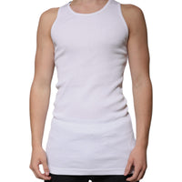 Dolce & Gabbana White Cotton Sleeveless Round Neck Tank T-shirt