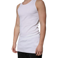 Dolce & Gabbana White Cotton Sleeveless Round Neck Tank T-shirt