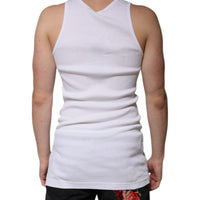 Dolce & Gabbana White Cotton Sleeveless Round Neck Tank T-shirt