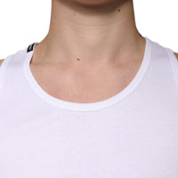 Dolce & Gabbana White Cotton Sleeveless Round Neck Tank T-shirt