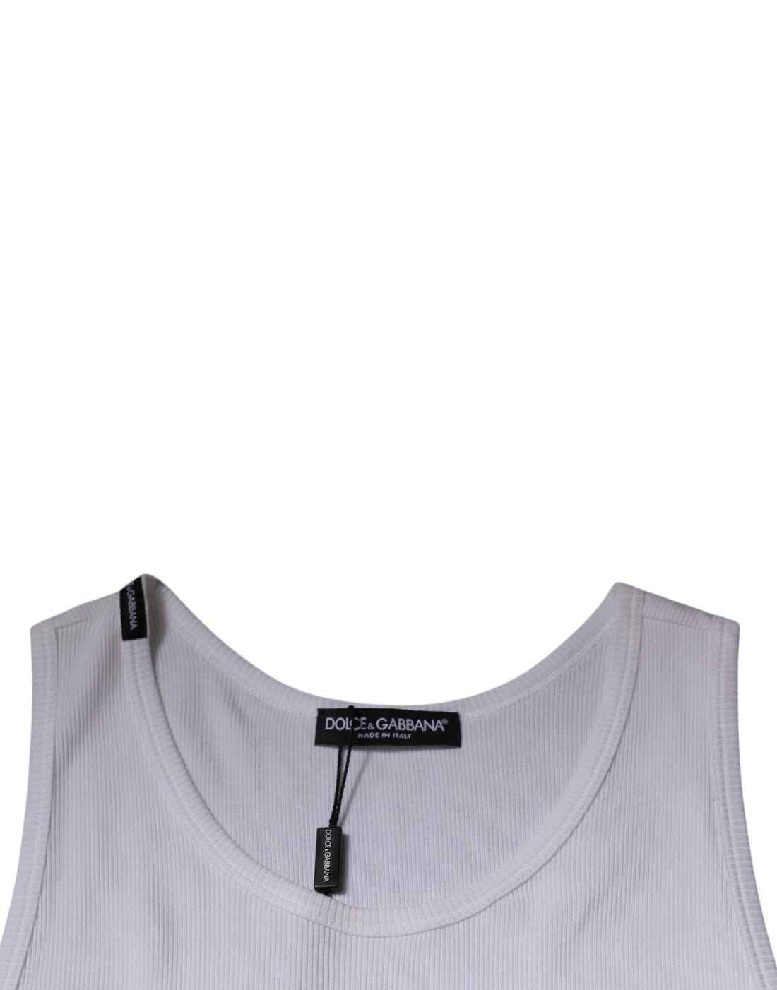 Dolce & Gabbana White Cotton Sleeveless Round Neck Tank T-shirt