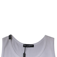 Dolce & Gabbana White Cotton Sleeveless Round Neck Tank T-shirt