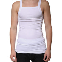 Dolce & Gabbana White Cotton Sleeveless Square Neck Tank T-shirt