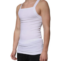 Dolce & Gabbana White Cotton Sleeveless Square Neck Tank T-shirt