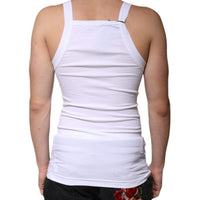 Dolce & Gabbana White Cotton Sleeveless Square Neck Tank T-shirt