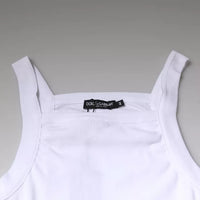 Dolce & Gabbana White Cotton Sleeveless Square Neck Tank T-shirt