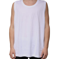 Dolce & Gabbana White Cotton Sleeveless Round Neck Tank T-shirt