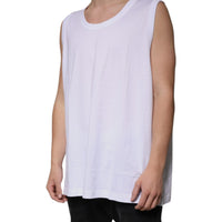 Dolce & Gabbana White Cotton Sleeveless Round Neck Tank T-shirt