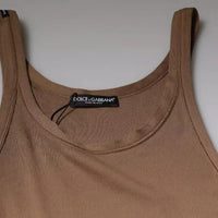 Dolce & Gabbana Brown Cotton Sleeveless Round Neck Tank T-shirt