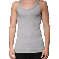 Dolce & Gabbana Gray Cotton Sleeveless Round Neck Tank T-shirt